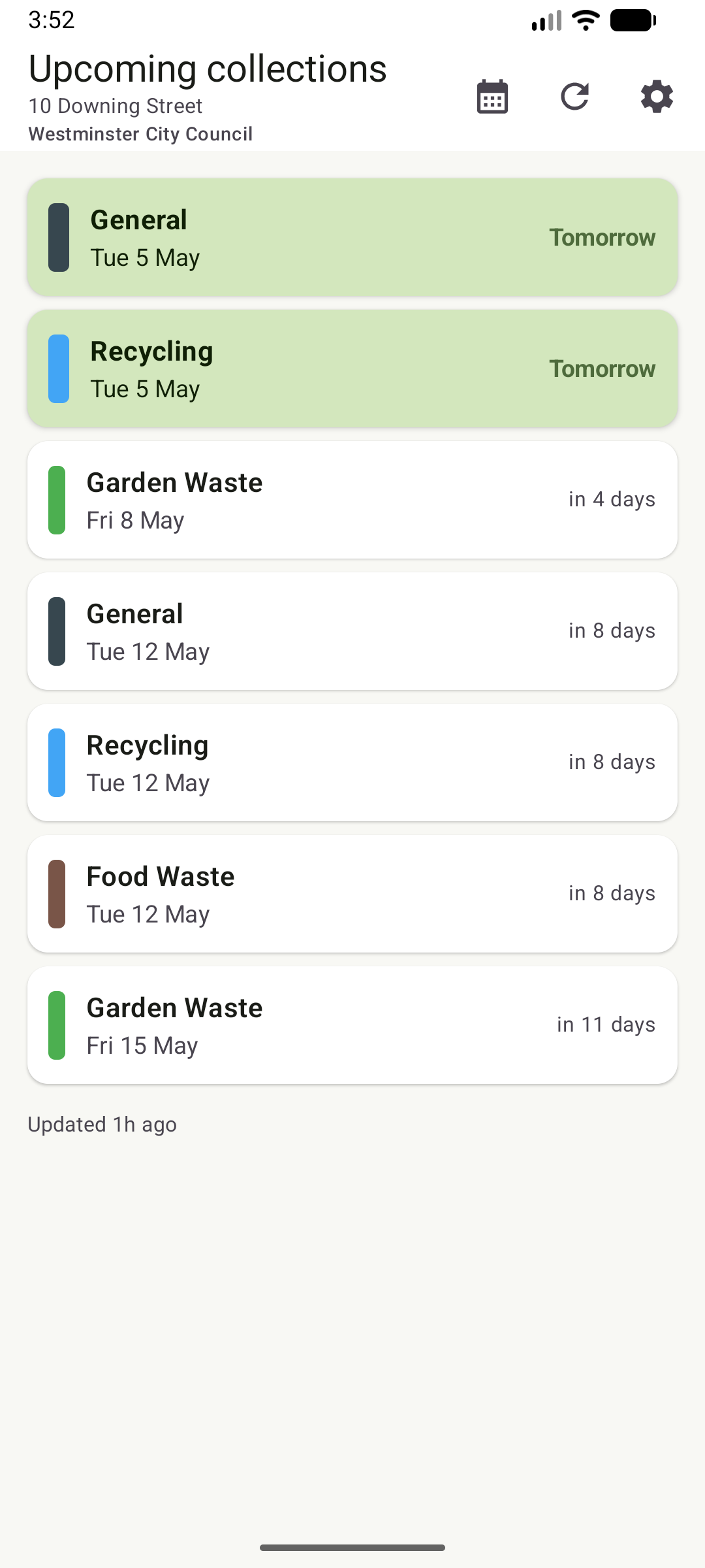 Binformation schedule view — 334 councils